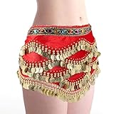 【Ausgezeichnetes Material】: Dieses Damen Bauchtanz Gürtel besteht aus Polyestersamt + Goldmünzen+Dekorative Diamanten, das Material ist sicher und weich, sehr glänzend und angenehm anzufassen. Das Chiffon Hüfttuch Bauchtanz Gürtel Bauchtanz ist handgefertigt und erzeugt bei jeder Bewegung und Drehung einen wunderschönen Klang, was es zu einer unverzichtbaren Dekoration für Bauchtänzerinnen macht.