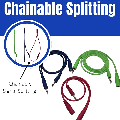 Splitter Eurorack Cables For Your Home Recording Studio Patch Bay.premium Quality|Greater Patch Flexibility Kit Has 3 Cables Multi-Colored 1,2 & 3Ft Cables With Pigtail.ideal For Music Producers #TOP4