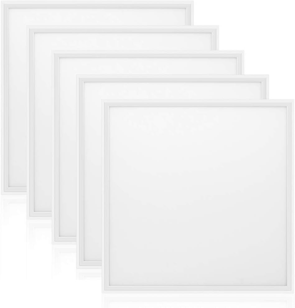 LUVODILED Ceiling Panel Light, 5 Pack 48W 600x600mm Ultra Slim recessed LED Ceiling Panel Light Cool White high Lumen Super Bright Flat Tile LED Light for Office Bathroom Hallway