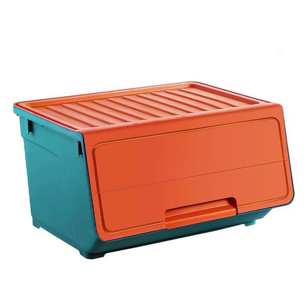 Boîte de rangement en plastique empilable à roulettes pour déplacer sans effort