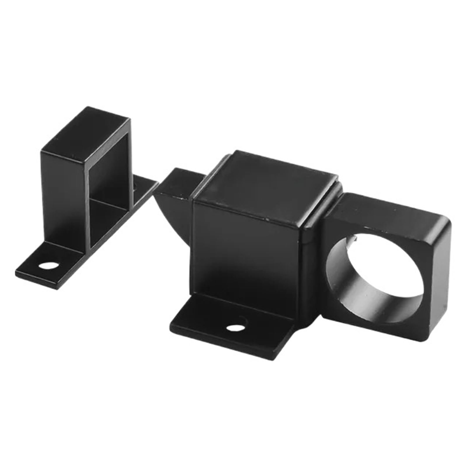 Gate Bolt Door Bolt Latch Automatic Spring Bounce Lock Window Gate Security Pull Ring Aluminum-Alloy Anti-Theft Self Closing(Black)