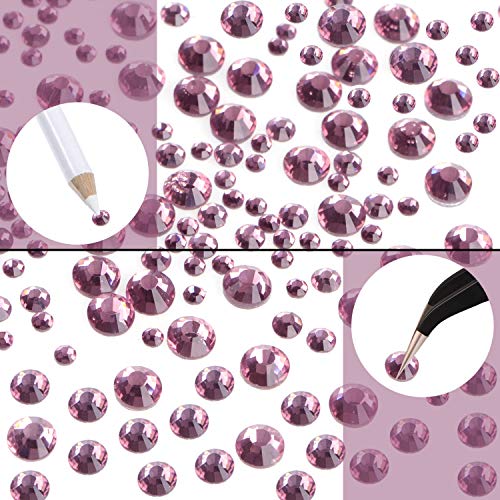 LPBeads 6400 Pieces Hotfix Rhinestones Lt Amethyst Flat Back 5 Mixed Sizes Crystal Round Glass Gems with Tweezers and Picking Rhinestones Pen by LPBeads - Used condition - Image 5
