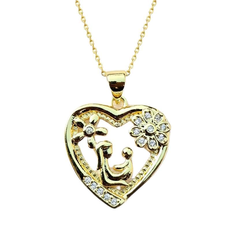Collier pendentif cœur en argent 925 doré et oxyde de zirconium étincelant fait main