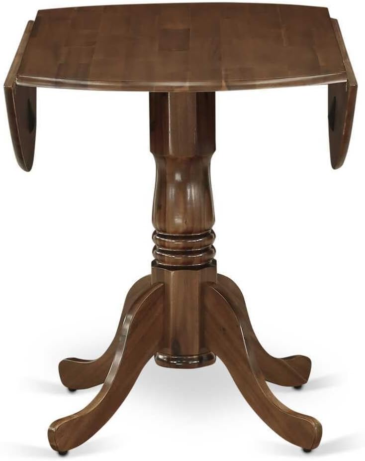 HomeStock Round Wood Dining Table - Sturdy Kitchen Table for Small Spaces Walnut/42-Inch with Dropleaf