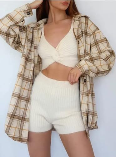 Zaful Womens Flannel Plaid Shacket Wool Blend Turn-Down Collar Long Sleeve Shirt Fashion Jacket 2023 #TOP1