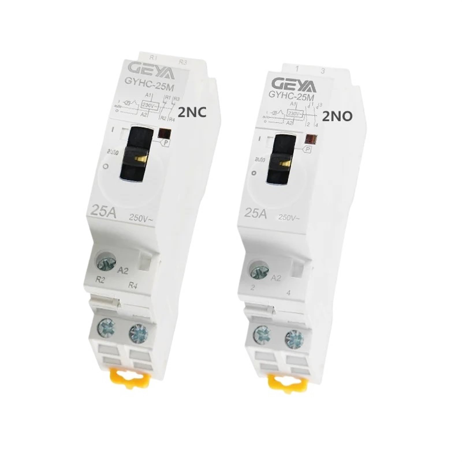 Contactor doméstico de Control Manual, Contactor Modular Tipo Carril DIN, 2P, 16A, 20A, 25A, 2NO o 2NC, 220V (Color : 2P 20A 2N0 220V)