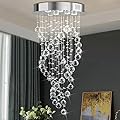 Modern Luxury 6-Lights Spiral Raindrop Crystal Chandeliers for Dining Room, k9 Crystal Ball Flush Mount Ceiling Light Fixture for Living Room,Bedroom,Bathroom,Hallway,Staircase of CRYSTOP