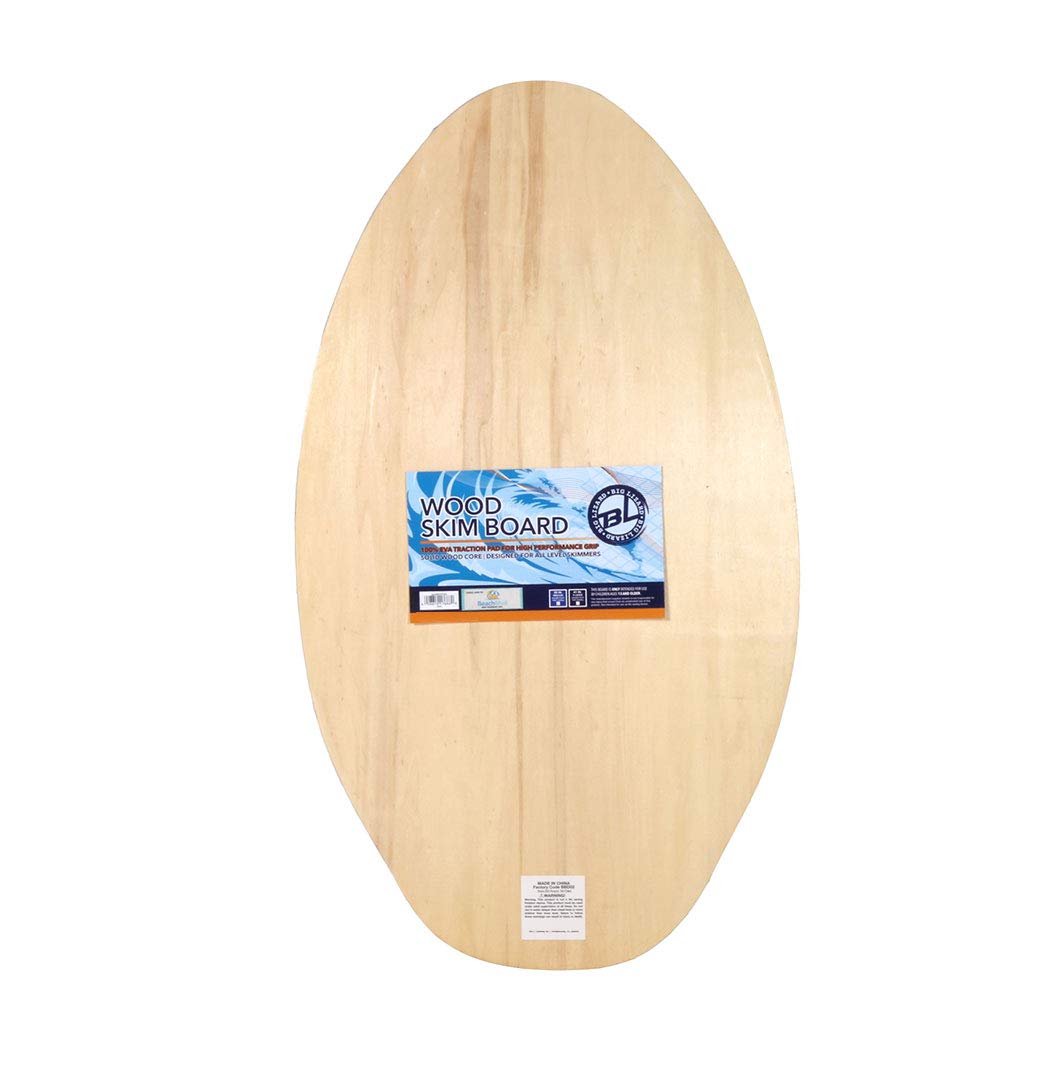 BeachMall Holz-Skimboards, 88,9 bis 104,1 cm, mit EVA-Griffpolster für X-Grip, Holz-Skimboard für Kinder und Erwachsene, BL Druck auf Turq TE, 35 inch