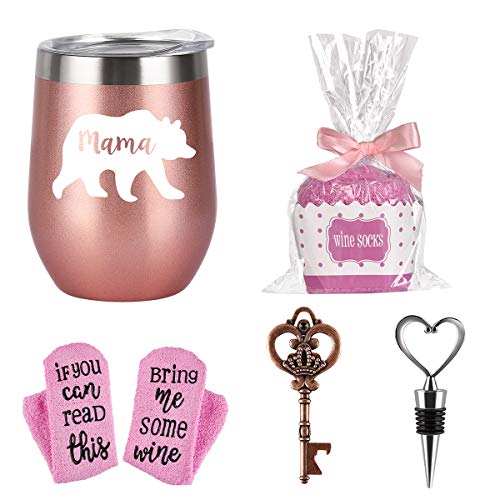 Big Sale Gingprous Wine Tumbler Cupcake Wine Socks Set, Mother's Day Gift for Mom Mother New Mom, Mama Bear 12 Oz Stainless Steel Wine Tumbler with Lid and Socks, Opener, Stopper, Rose Gold Black Friday - 70% OFF Gingprous Wine Tumbler Cupcake Wine Socks Set, Mother's Day Gift for Mom Mother New Mom, Mama Bear 12 Oz Stainless Steel Wine Tumbler with Lid and Socks, Opener, Stopper, Rose Gold