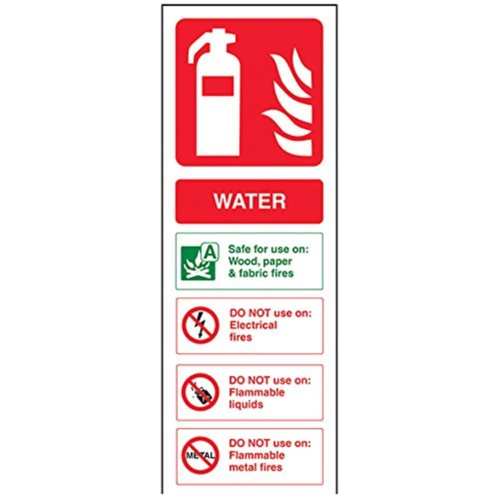 VSafety 11001AJ-R znak na gaśnicę wody - portret - 100 mm x 280 mm - 1 mm sztywny plastik, zielony/czerwony