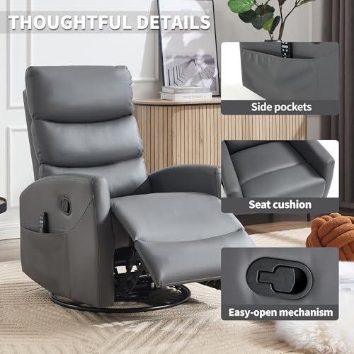 Sillón reclinable tapizado en poliuretano gris miniatura 6