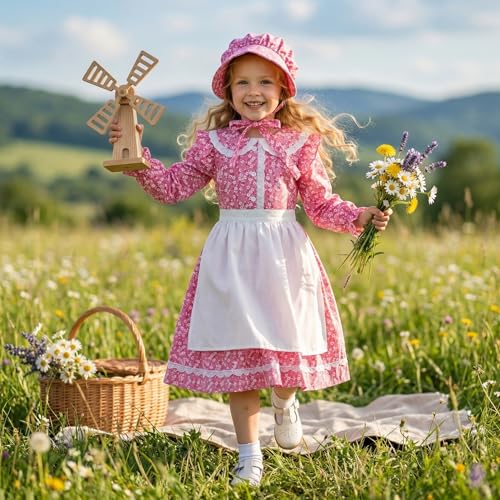 Disfraz colonial floral para niñas 10-12 años miniatura 3