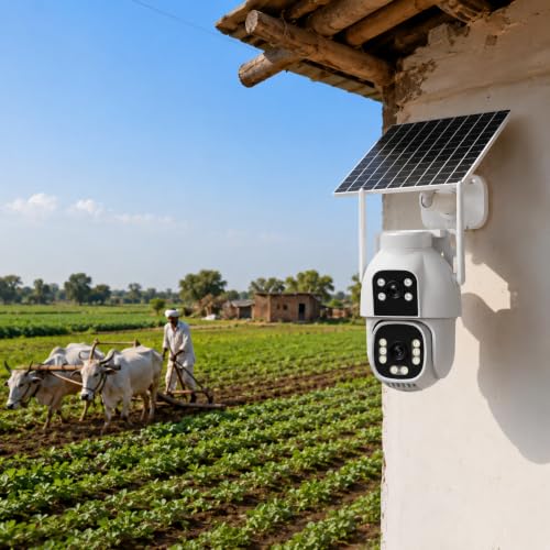 Image of VIE Solar Camera Outdoor Waterproof 4G SIM CCTV Camera, 4MP Dual Lens PTZ, 360 Degree with 10X Zoom, Motion Detection, Two-Way Audio, Night Vision, IP66 Waterproof, Mobile App Monitoring
