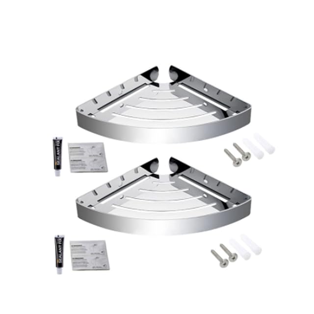 Pot and Pan Organizer Bathroom Shower Corner Shelf SUS 304 Stainless Steel Shower Caddy Wall Mount Triangular Bathroom