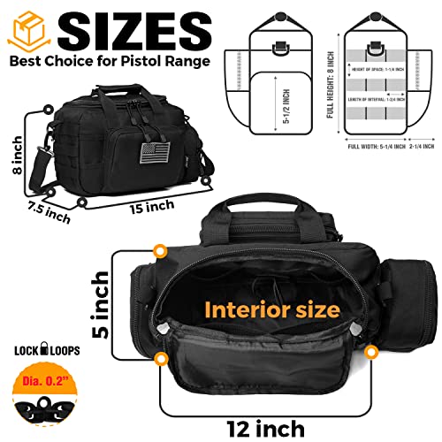 DBTAC DO MORE & BE MORE Gun Case Bag Small | Tactical 2-Pistol Bag Handgun Duffle Bag with Lockable Zipper for Shooting Range Outdoor Hunting | US Flag Patch + MOLLE Pouch + Universal Holster Included