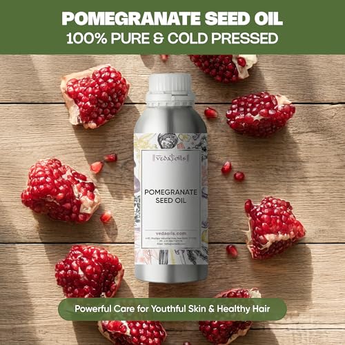 Image of VedaOils Pomegranate Seed Oil 100ml | 100% Pure Cold-Pressed Pomegranate Oil for Face, Hair & Skin | Brightens Skin, Moisturizes, Supports Hair Growth & Anti-Aging Care