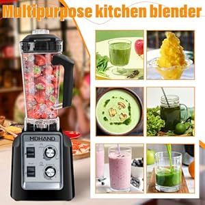 MDHAND 2200W Smoothie Blender with 68oz BPA Free Jar Adjustable Speeds for Smoothies Ice Crushing Protein Shakes with 2 To Go Cups Perfect Kitchen Essential for Juicing Frozen Drinks Black