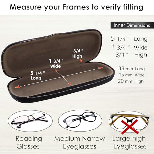 Image of MyEyeglassCase Men Small Glasses case - Eyeglasses Hard Shell Holder Pouch & Cloth-Reading Slim & Narrow Case Heavy Duty