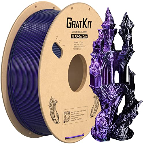 Image of Gratkit Silk Dual Color PLA Filament, Coextrusion PLA Filament 1.75mm, + /-0.03mm, 1KG /Roll, Silk PLA Black & Purple