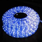 QUALISS クリスマス イルミネーション LED 2芯 丸型 防滴 防雨 ロープ ライト チューブ 電飾 50ｍ 1500球 ブルー 青 屋外使用可 28パターン点滅 Bコントローラー付 PSE取得品