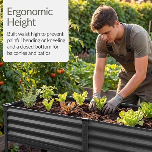 Image of Best Choice Products 72x24x30in Non Toxic Galvanized Raised Garden Bed, Metal Elevated Planter Box, Vegetable Garden, 100% Non Toxic Materials - Charcoal