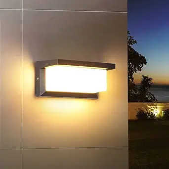 LED Wall Lamp | 12Watts Outdoor LED Light Fixture Modern Wall Light | IP65 Waterproof Black Aluminium Body | Suitable for Porch, Garage, Hallway and Garden (WarmWhite) (Cottage)