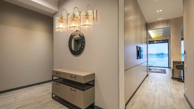 Image of Gold Vanity Lights 3 Lights with Water Ripple Glass Shade Modern Bathroom Sconce Above Mirror 20in Hallway Lamp for Bathroom Living Room Bedroom