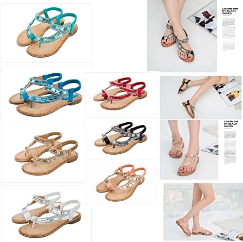 ICEGIA Womens Casual Wedge Sandal Platform Rhinestone Dress Sandals Bohemia Shoes (Red, US 9.5) | Image 6