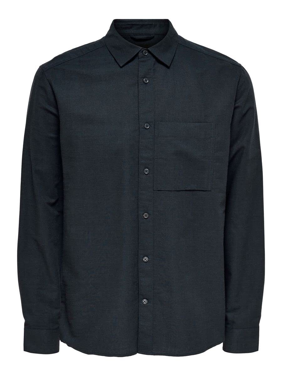 Only & Sons Men's Dark Navy Plain Shirt, L
