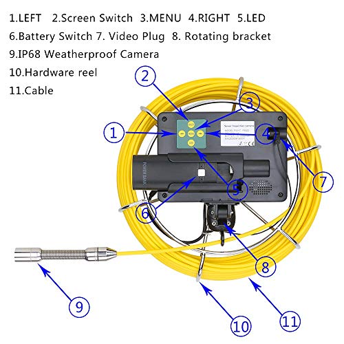 Handheld Industrial Pipe Sewer Inspection Videokamera, 5-Zoll-Monitor, IP68 Wasserdichtes 1200 TVL Drain Pipe… – Bild 4