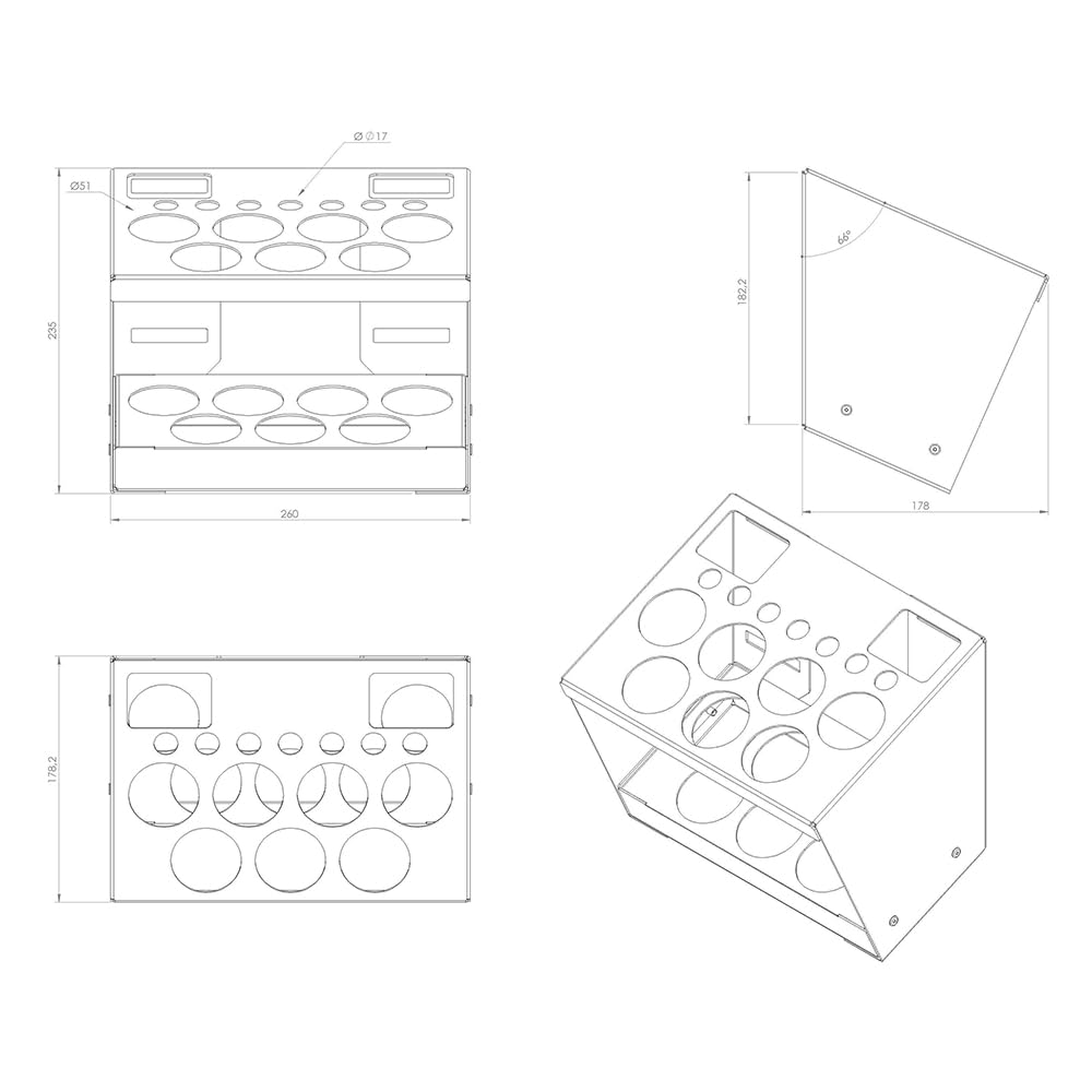 Syncro System Porta cartucce silicone in alluminio per scaffale furgone officina mobile – 7 posti inclinati profondità 26cm