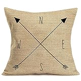 Fukeen Nautical Arrow Compass Throw Pillow Covers North South East West Letters Words Decorative...