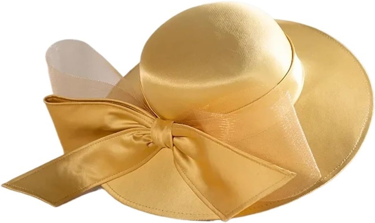 Women's Satin Fedora Hat – Black Formal Top for Banquet and Wedding Occasions