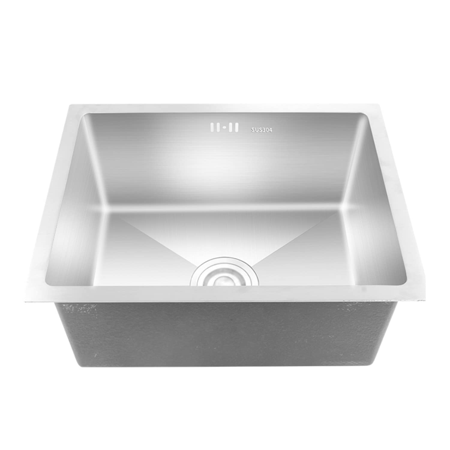 ANSNOW Bassin De Lavage De Légumes En Acier Inoxydable 304, Évier, Évier, Petit Type De Ménage, Bassin Épaissi, Bar Bar, Bassin Intégré, Évier Fait Main Avec D'Autres Accessoires Et Robinet/500*400*23