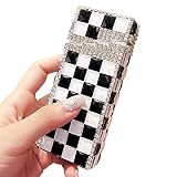 HQPCAHL Aluminum Cigarette Case, Slim 100mm King Size 20 Cigarettes Cigarette Box, Rhinestones, Cute