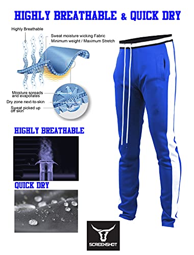 Image of SCREENSHOT Screenshotbrand Mens Hip Hop Slim Fit Track Pants - Athletic Jogger Bottom with Side Taping