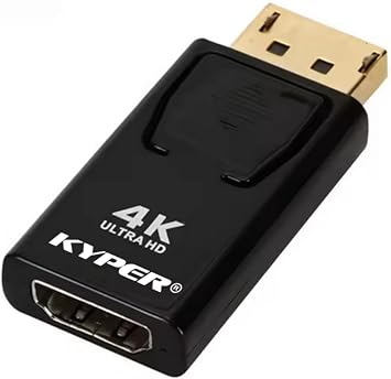 Kyper USKyper-504K 1 Pack 4K DisplayPort to HDMI Adapter 24K Gold Plated Uni-Directional DP to HDMI Passive Adapter Connector Compatible with HP, NVIDIA, Dell, PC, Laptop, Monitor, HDTV, Projector