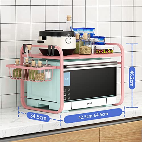 Support de rangement pour micro-ondes extensible 2 niveaux en acier noir