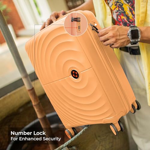 Image of Nasher Miles Polypropylene Spinner Seattle Hard-Sided Cabin Luggage 20 inch | 55cm | 8 Wheels Small Trolley Bag for Travel | Suitcase (Peach)