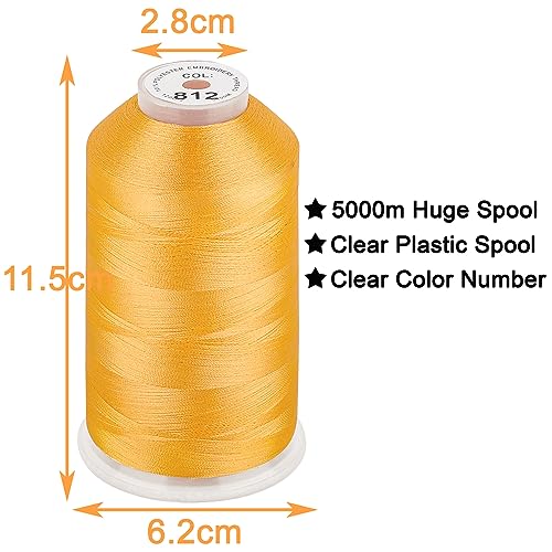 Image of New brothread - Single Huge Spool 5000M Each Polyester Embroidery Machine Thread 40WT for Commercial and Domestic Machines - Cream Yellow