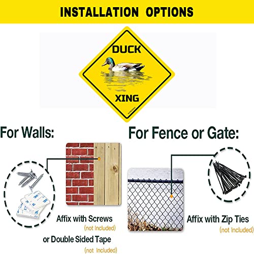 Image of Duck Xing Crossing Sign Funny Novelty Metal Tin Sign for Bar Club Country Home Coffee Shop Indoor& Outdoor Decor Yellow Street Sign 12X12inch | Wall Decor