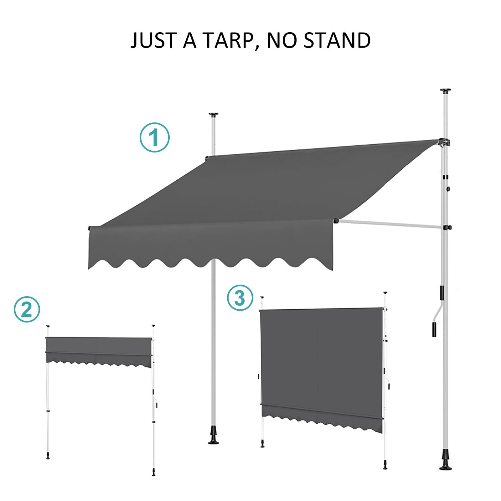 Housse Protection Auvent 3M Noir | Anti-Poussière | Store Banne Terrasse | Avec Cordon De Serrage