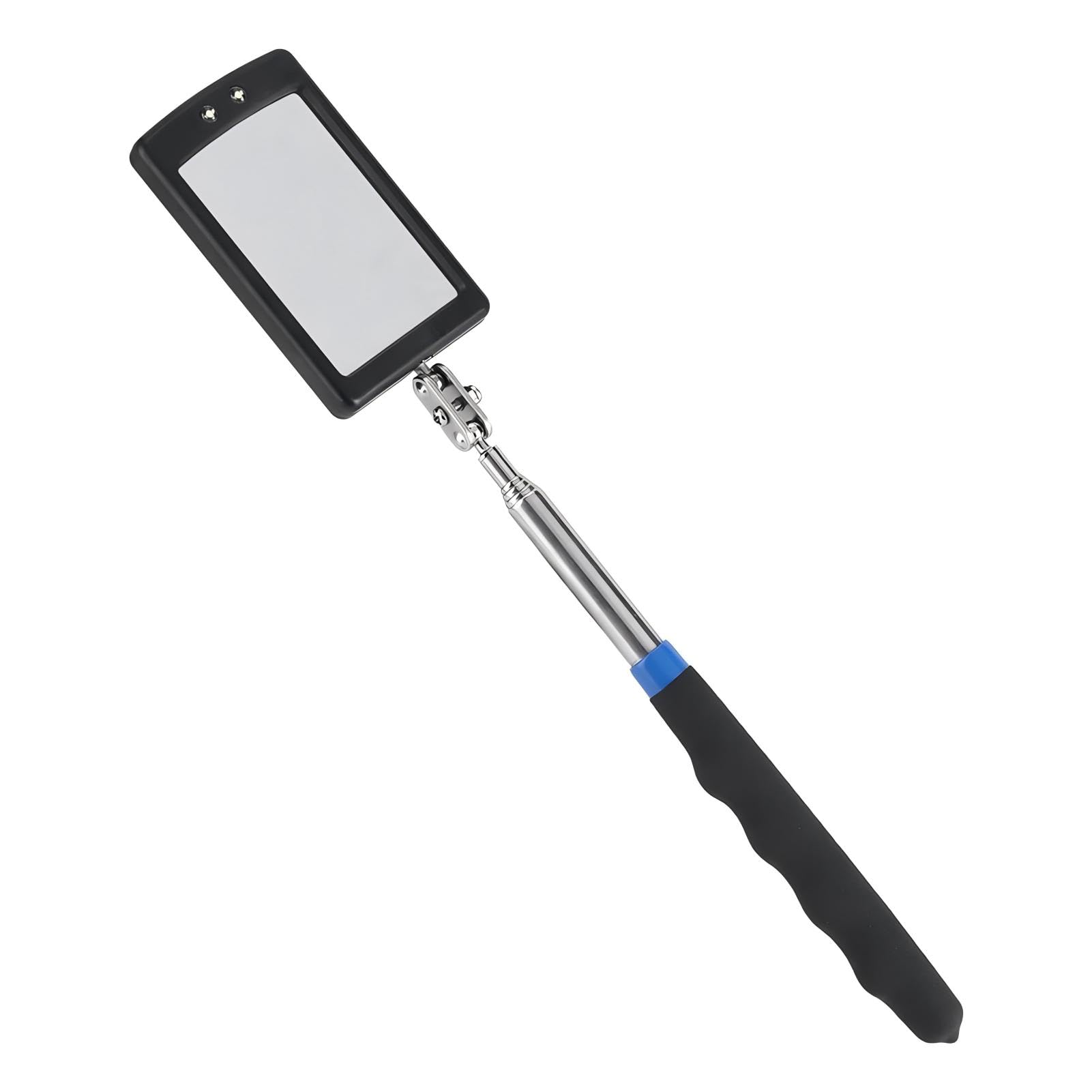 Inspection Mirror, Rectangular LED Telescopic Inspection Mirror Extending Inspection Work Mirror 360° Swivel Extend Tool for Machinists Inspectors Mechanics