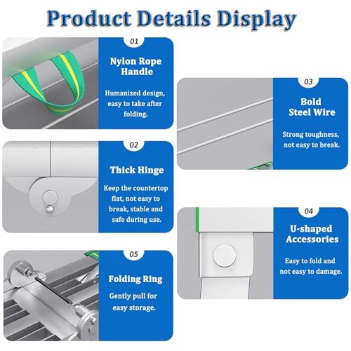 Plataforma Plegable portátil con trampilla, andamio de Trabajo, Escalera de Acero Ajustable en Altura para Lavado de Coches, Limpieza de Ventanas y Pintura, 160 x 40 cm, diseño antideslizant