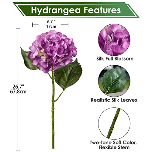 Briful 21" Hydrangea Artificial Flowers Silk Flowers Fake Flowers Decorative Artificial Flower - Image 2