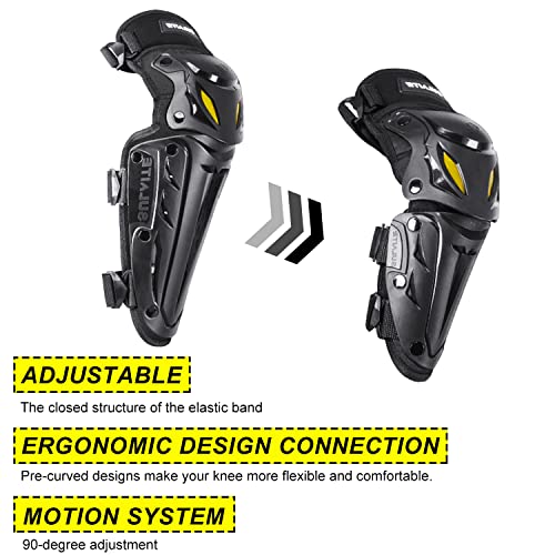 Gute Motorcycle Knee Pads, Upgraded Mountain Bike Dirt Bike Knee Pads for Men, Adjustable Knee Pads and Shin Guards for Adult, Knee Guards Protective Gear for ATV Motocross Skateboard Skating, Black
