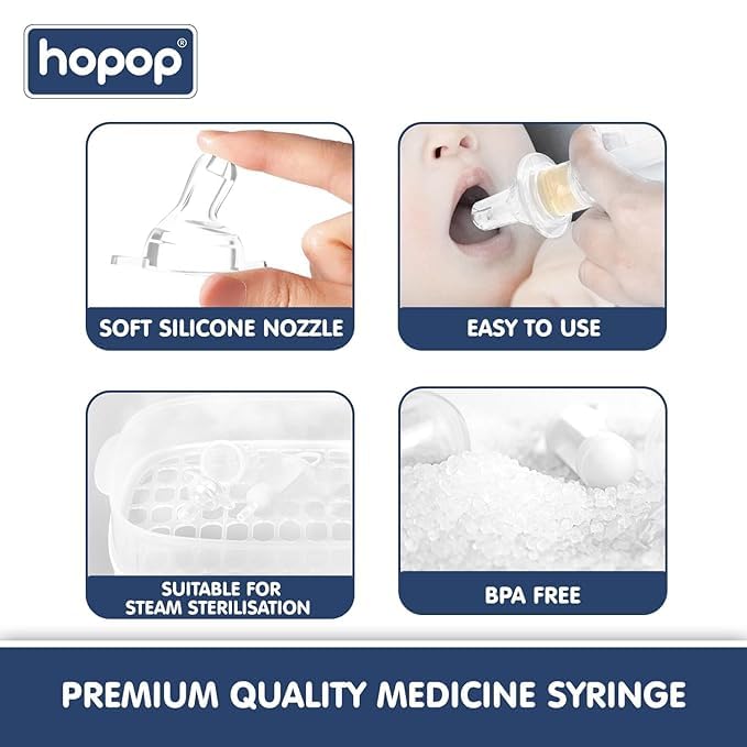 Hopop Medicine Dropper/Dispenser & Baby Medicine Syringe | Multipurpose Silicone Medicine Dropper Syringe/Feeder for Baby | Suitable form 0+ Months | BPA Free | Yellow & White 3