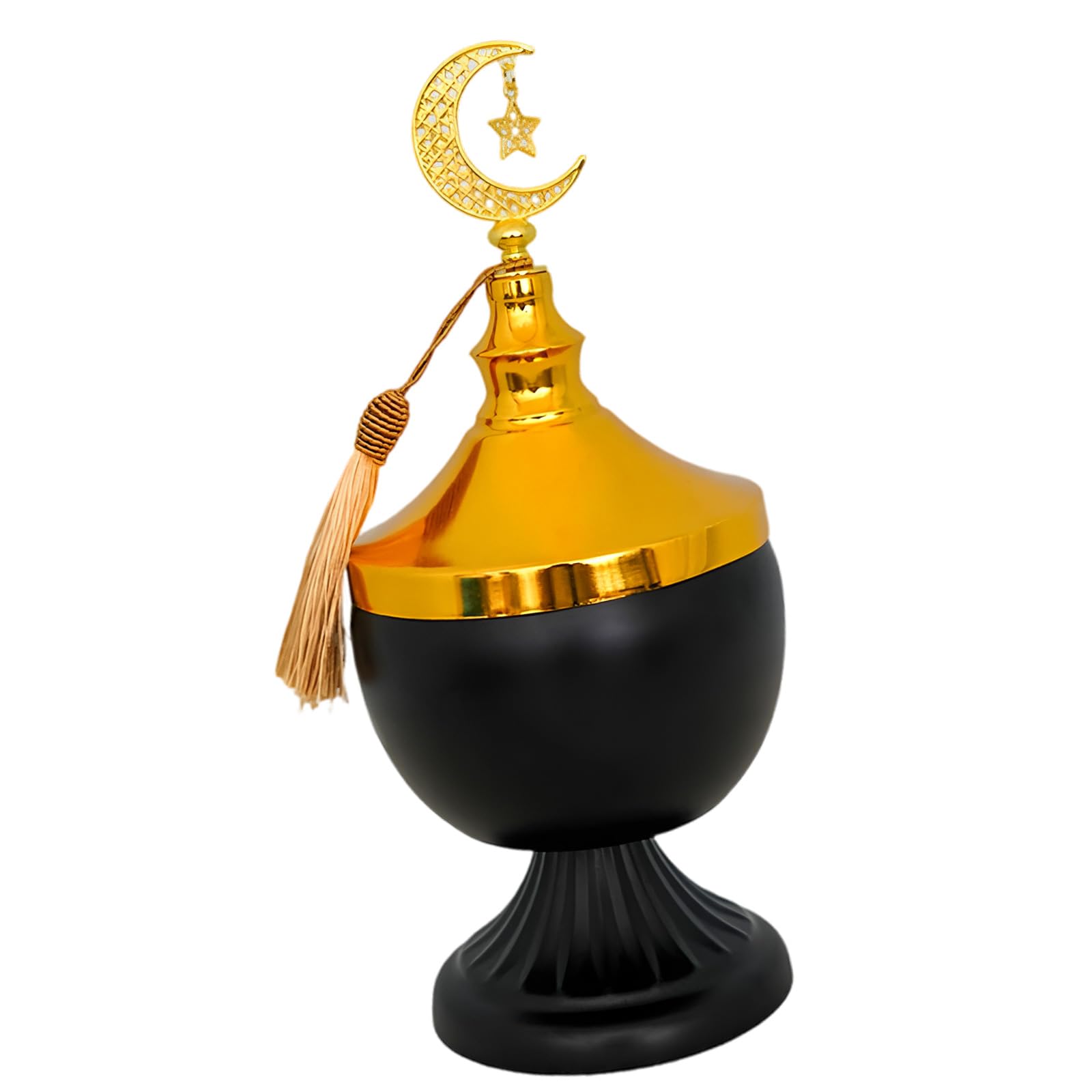 Nucelit Iron Decorative Storage Jar with Lid Eid Ramadans Candy Bowl for Home Decors Holiday Display with Artistic Design Islamics Party Jar