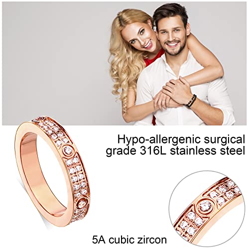 Love Rings with Gold Plated for Women Friendship Rings CZ Stainless Steel Gold/Silver Wedding Engagement Wedding Bands with Jewelry Gifts Box2