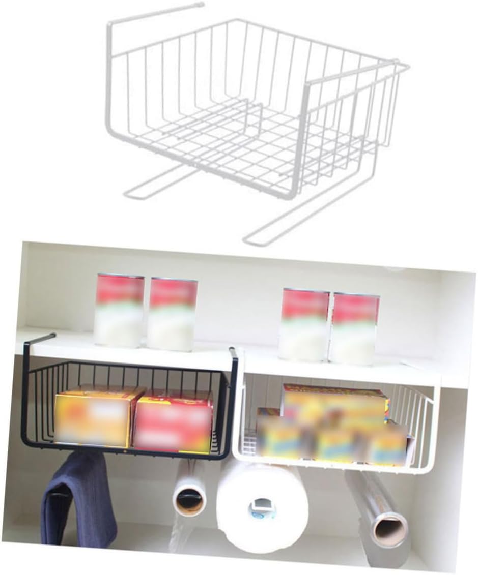 CHILDWEET 2pcs White Cabinet Storage Rack Simple under Table Layered Shelf Organizer for Use Partition Design for Efficient Space Management